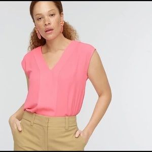 NWT J Crew sleeveless V-neck blouse neon fuchsia size small